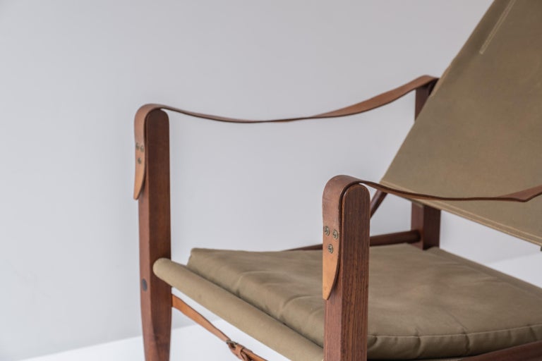 Mid-20th Century Pair ‘Safari’ Easy Chairs by Kaare Klint for Rud Rasmussen, Denmark 1950s For Sale