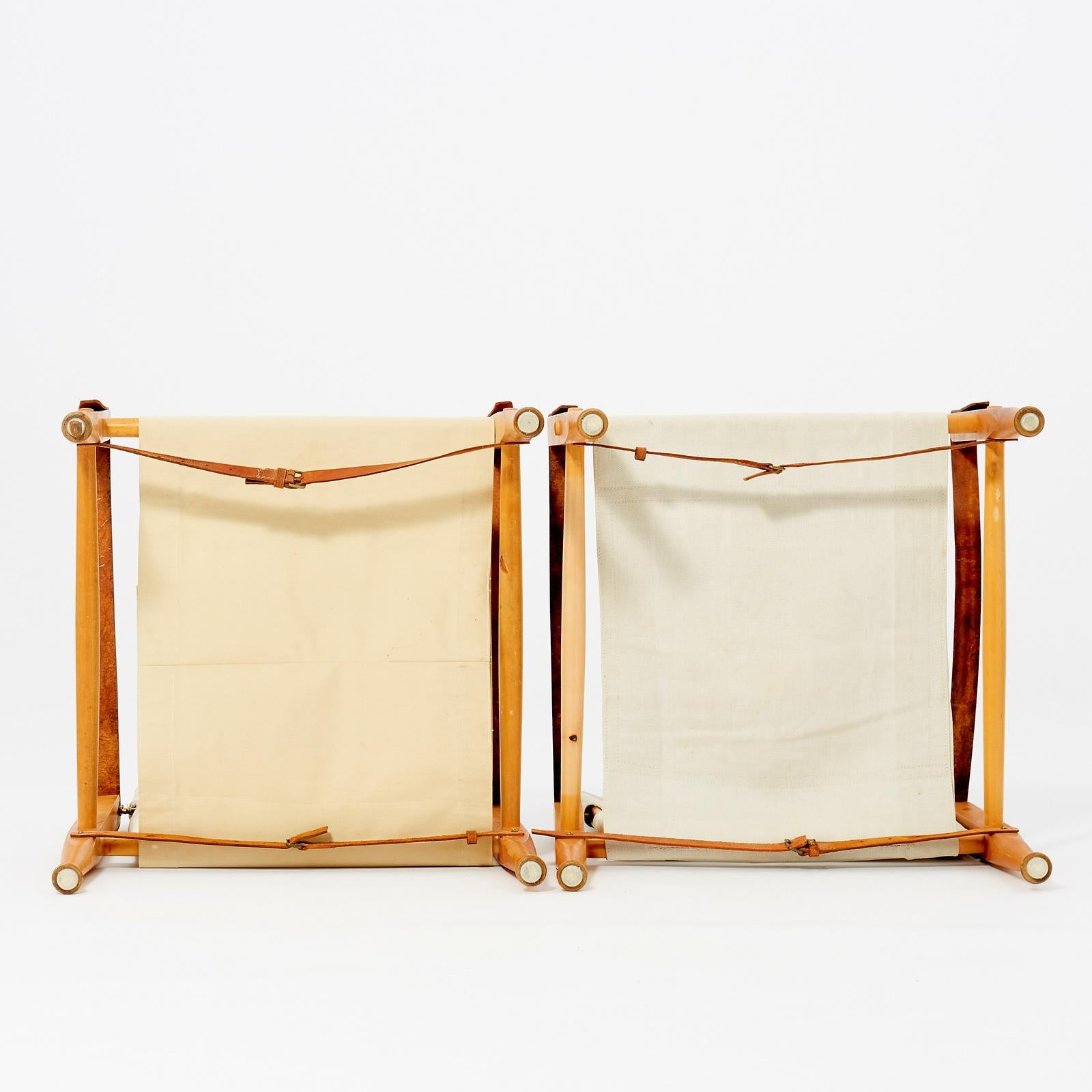 20th Century Pair ‘Safari’ Easy Chairs by Kaare Klint for Rud Rasmussen, Denmark 1950s For Sale