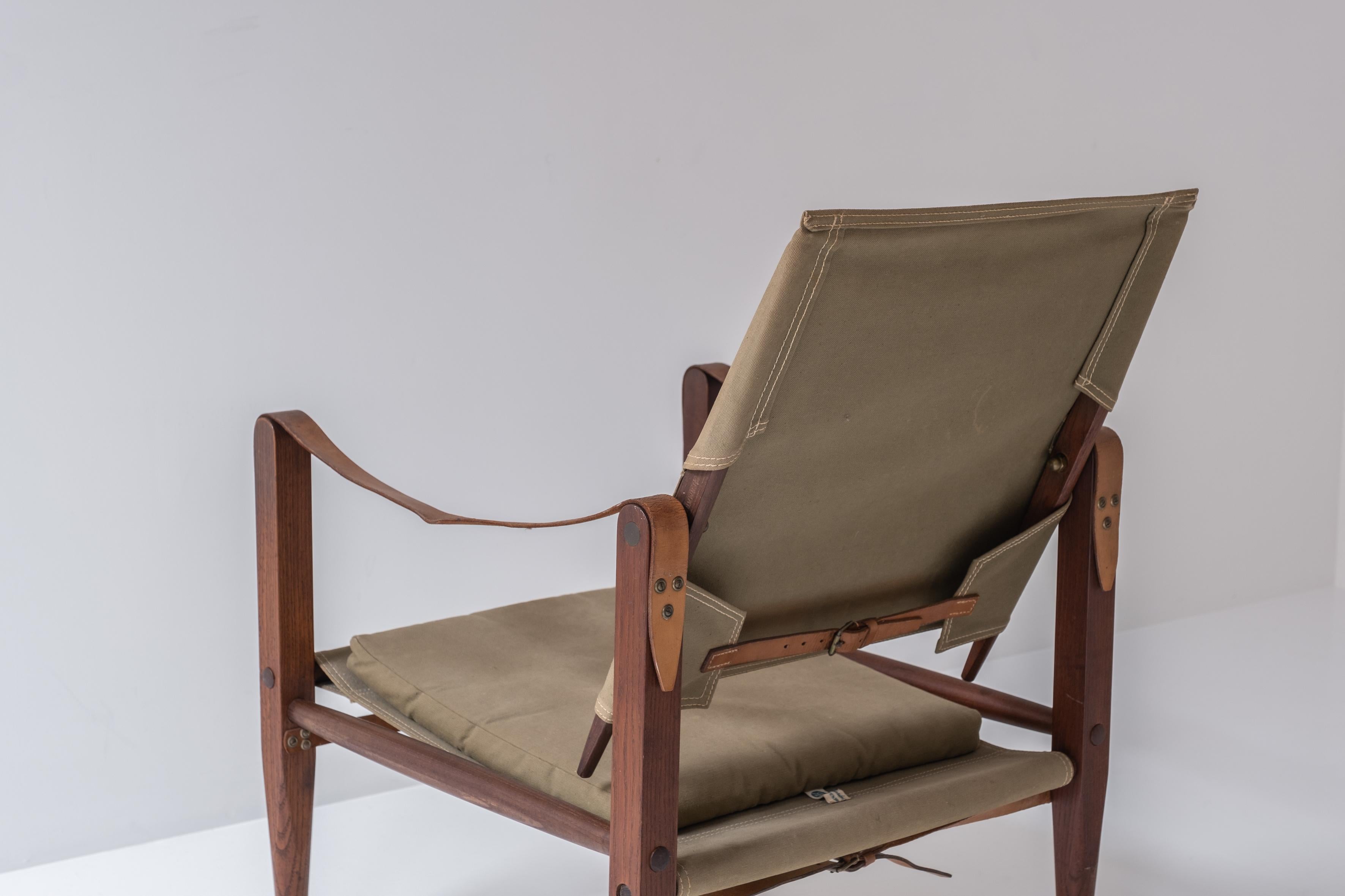 Mid-20th Century Pair ‘Safari’ Easy Chairs by Kaare Klint for Rud Rasmussen, Denmark 1950s