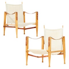 Pair ‘Safari’ Easy Chairs by Kaare Klint for Rud Rasmussen, Denmark 1950s