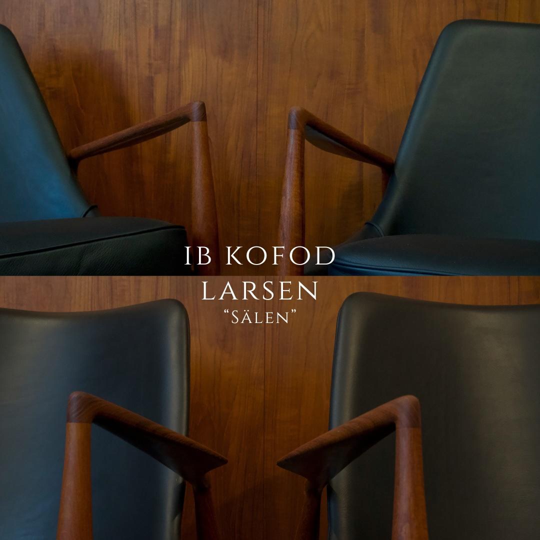 Pair Salen / Seal Chairs by Ib Kofod Larsen for OPE, Sweden. Teak, Black Leather In Good Condition For Sale In København Ø, DK