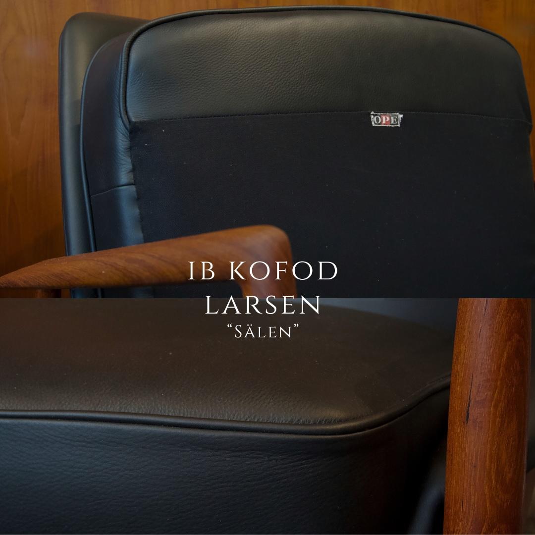 Mid-20th Century Pair Salen / Seal Chairs by Ib Kofod Larsen for OPE, Sweden. Teak, Black Leather For Sale