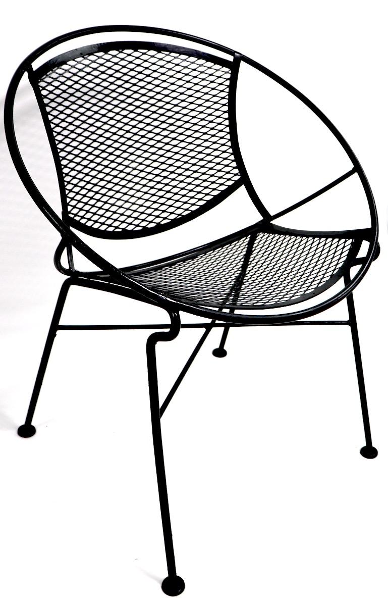 Wrought Iron Pair of Salterini Radar Lounge Chairs