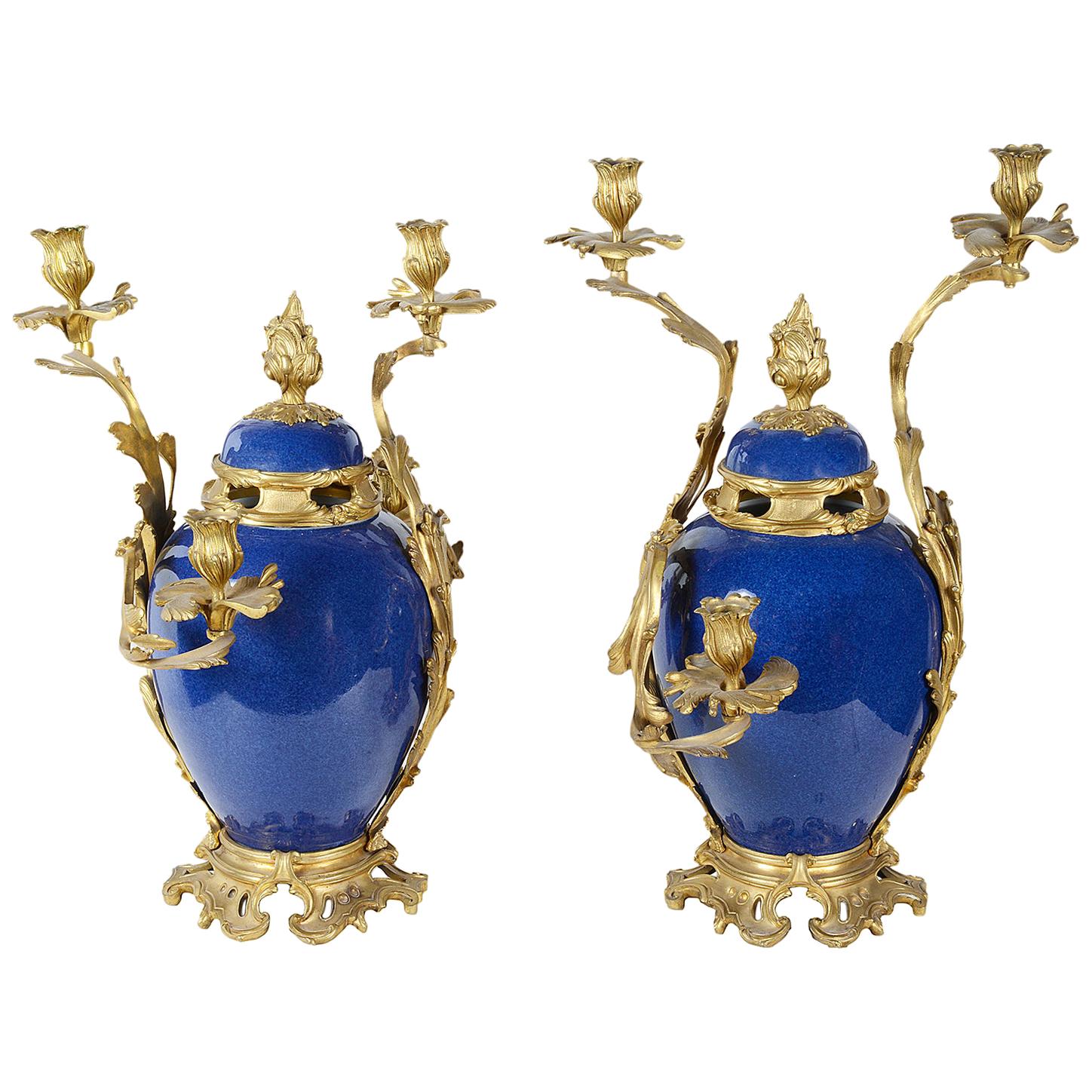 Pair of Samson Porcelain and Ormolu Candelabra, Late 19th Century