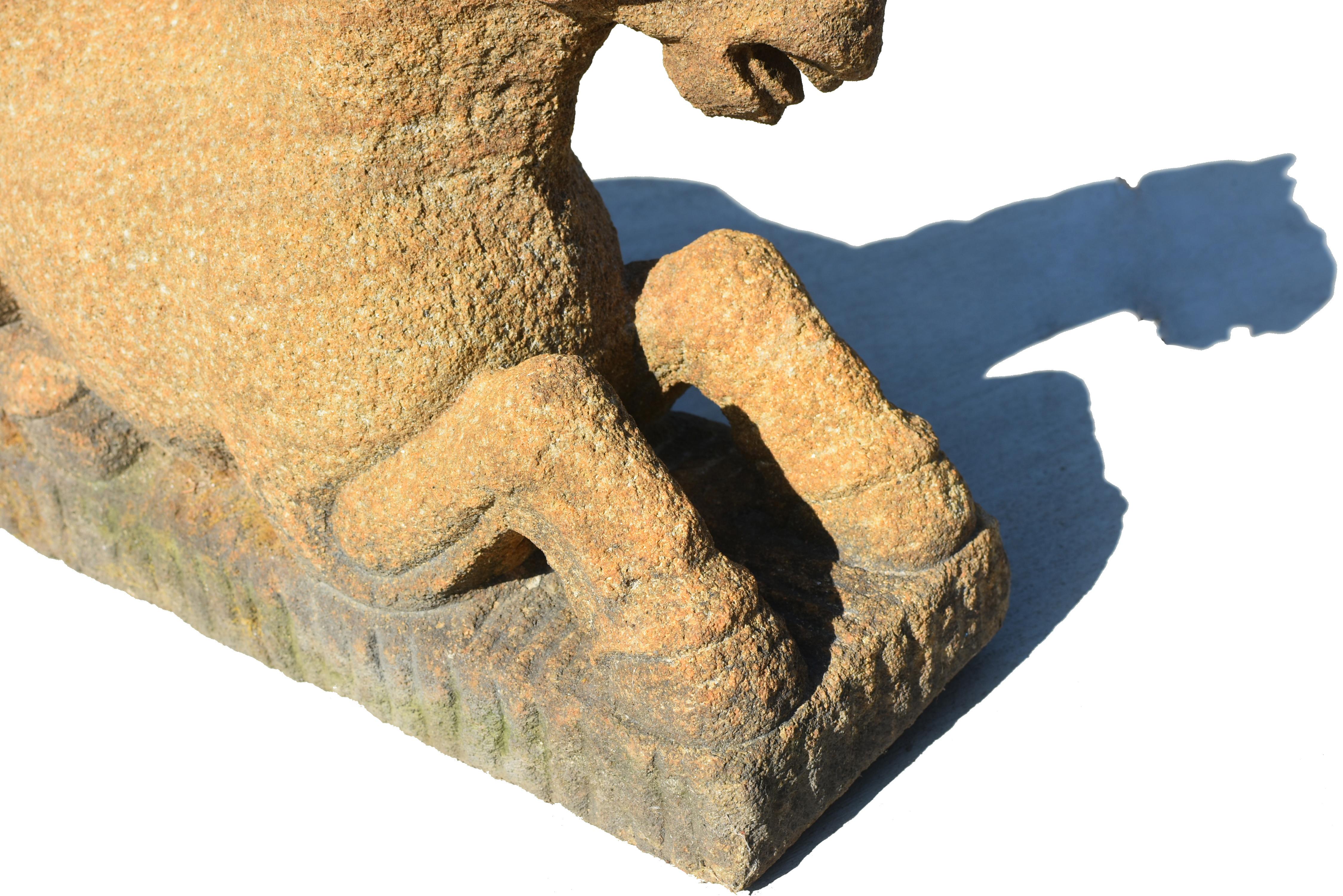 Pair Sandstone Horses Large Garden Animal Statue For Sale 6