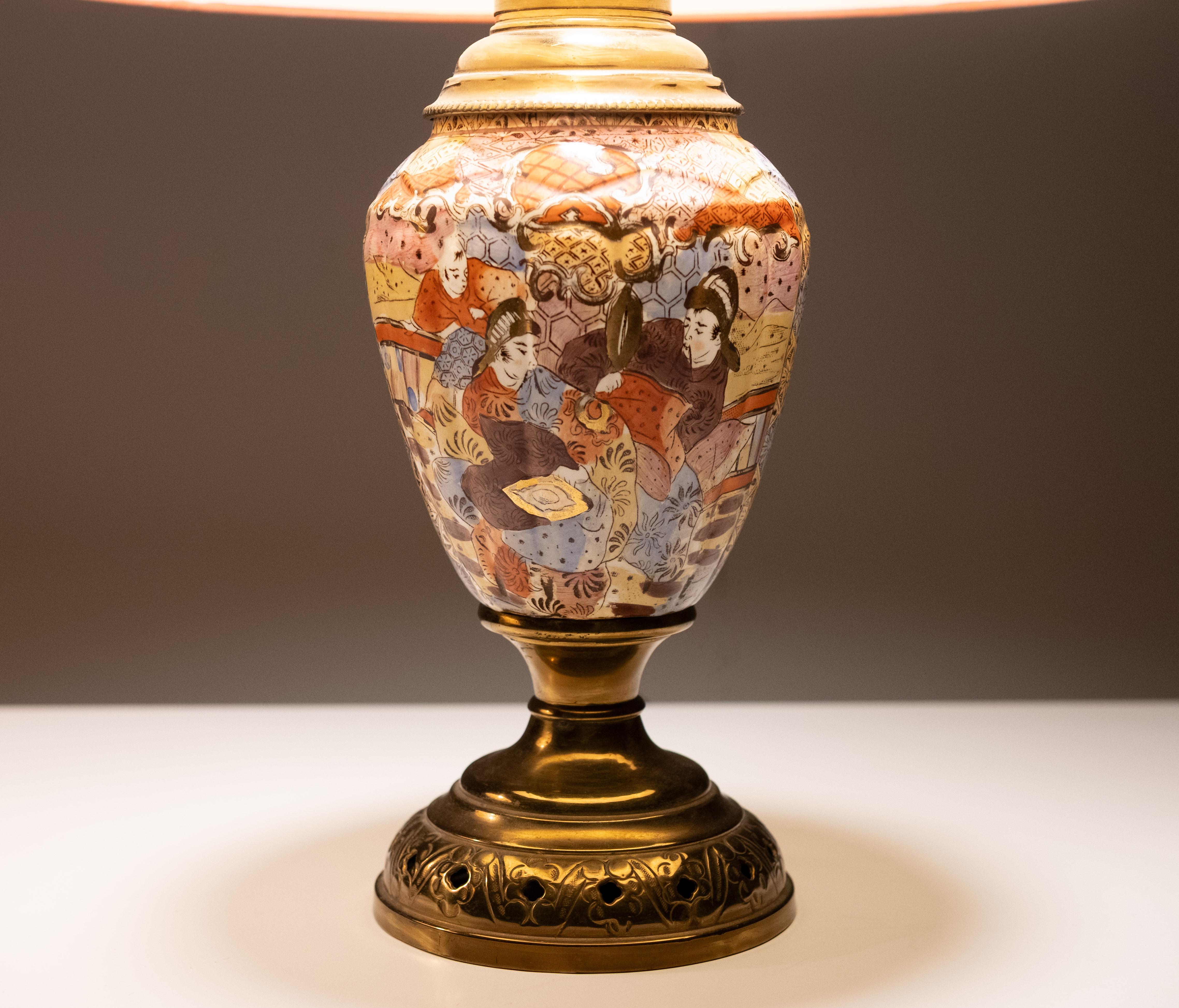 Giapponese coppia di lampade da tavolo Satsuma Giappone anni '50 in vendita