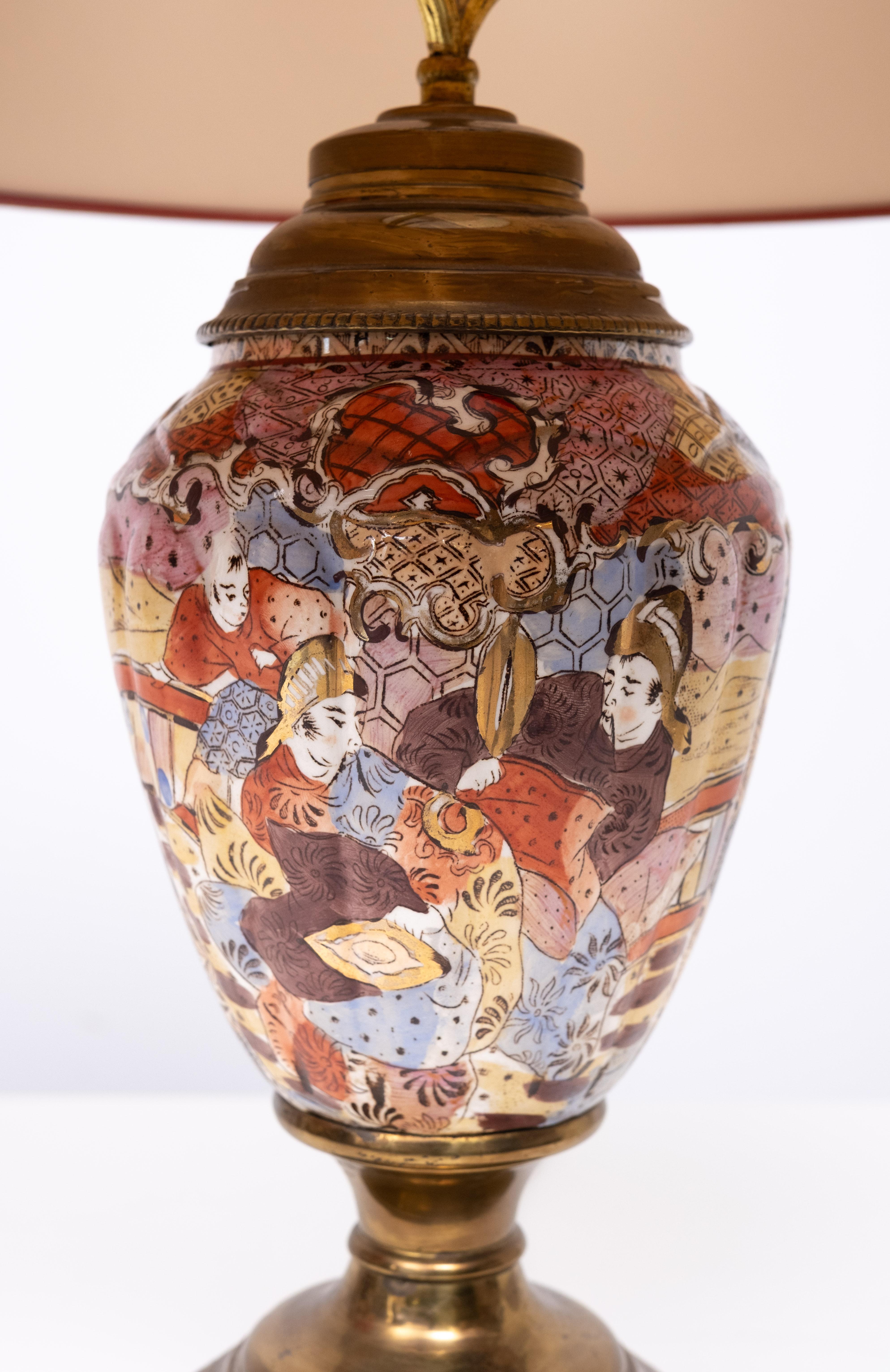 Cotto coppia di lampade da tavolo Satsuma Giappone anni '50 in vendita