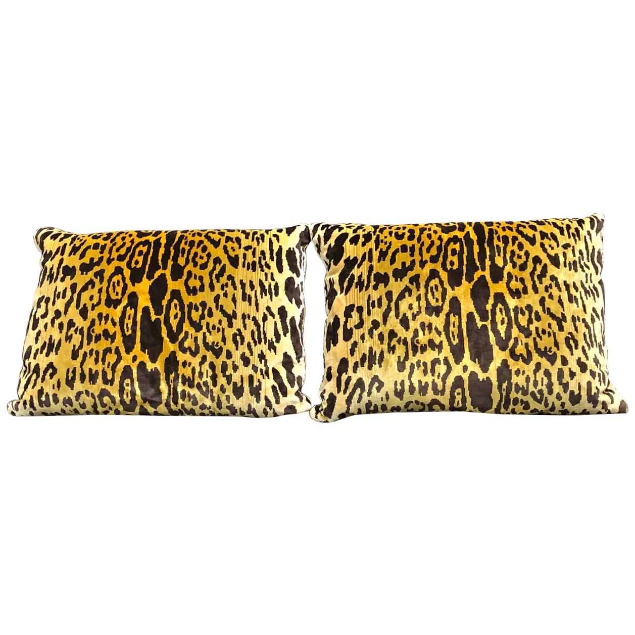 Pair of Scalamandre "Il Leopardo" Silk Velvet Pillows