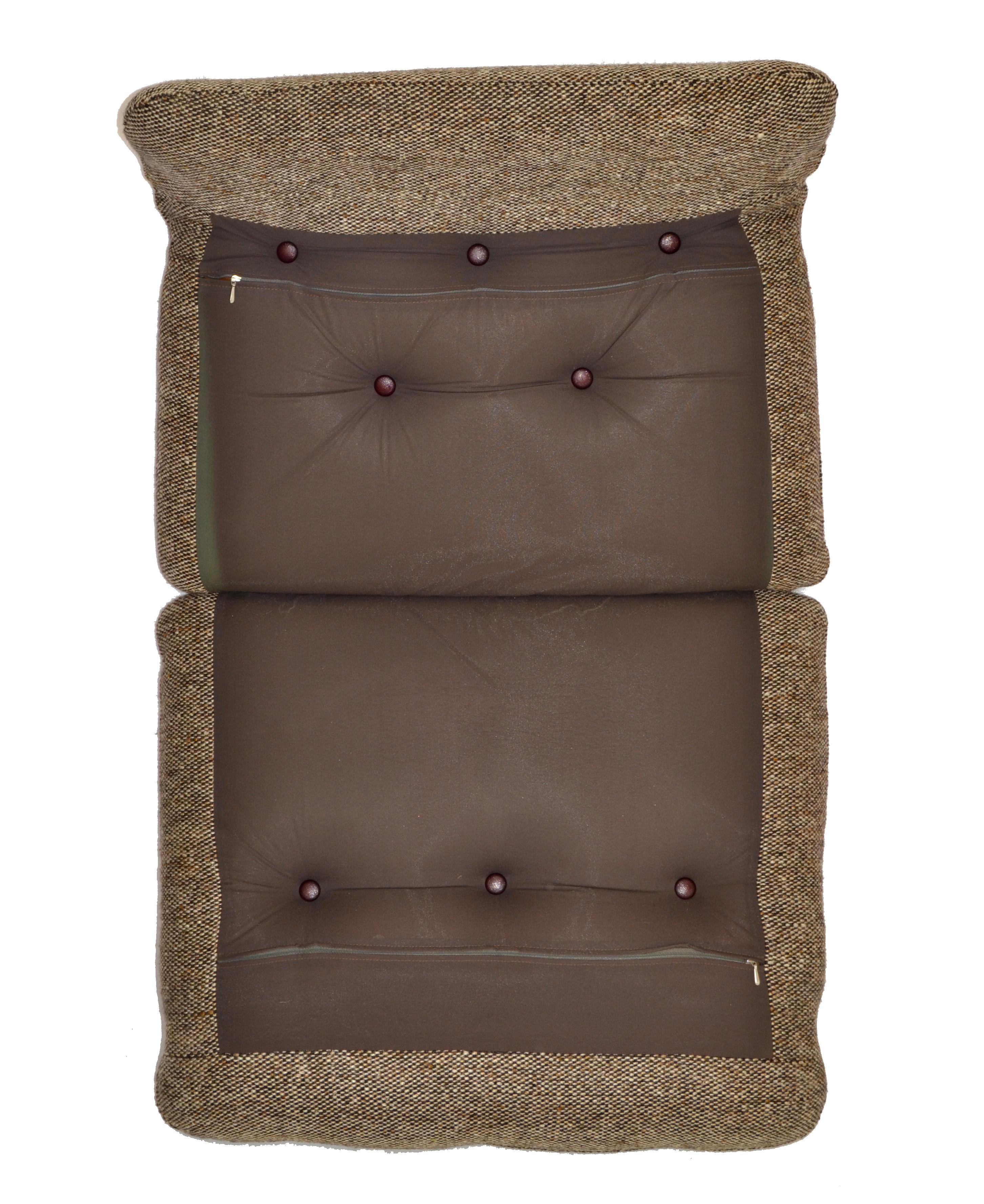 Pair Ingmar Relling Cantilever Bent Teak Lounge Chairs Leather Wool Seat Cushion 6