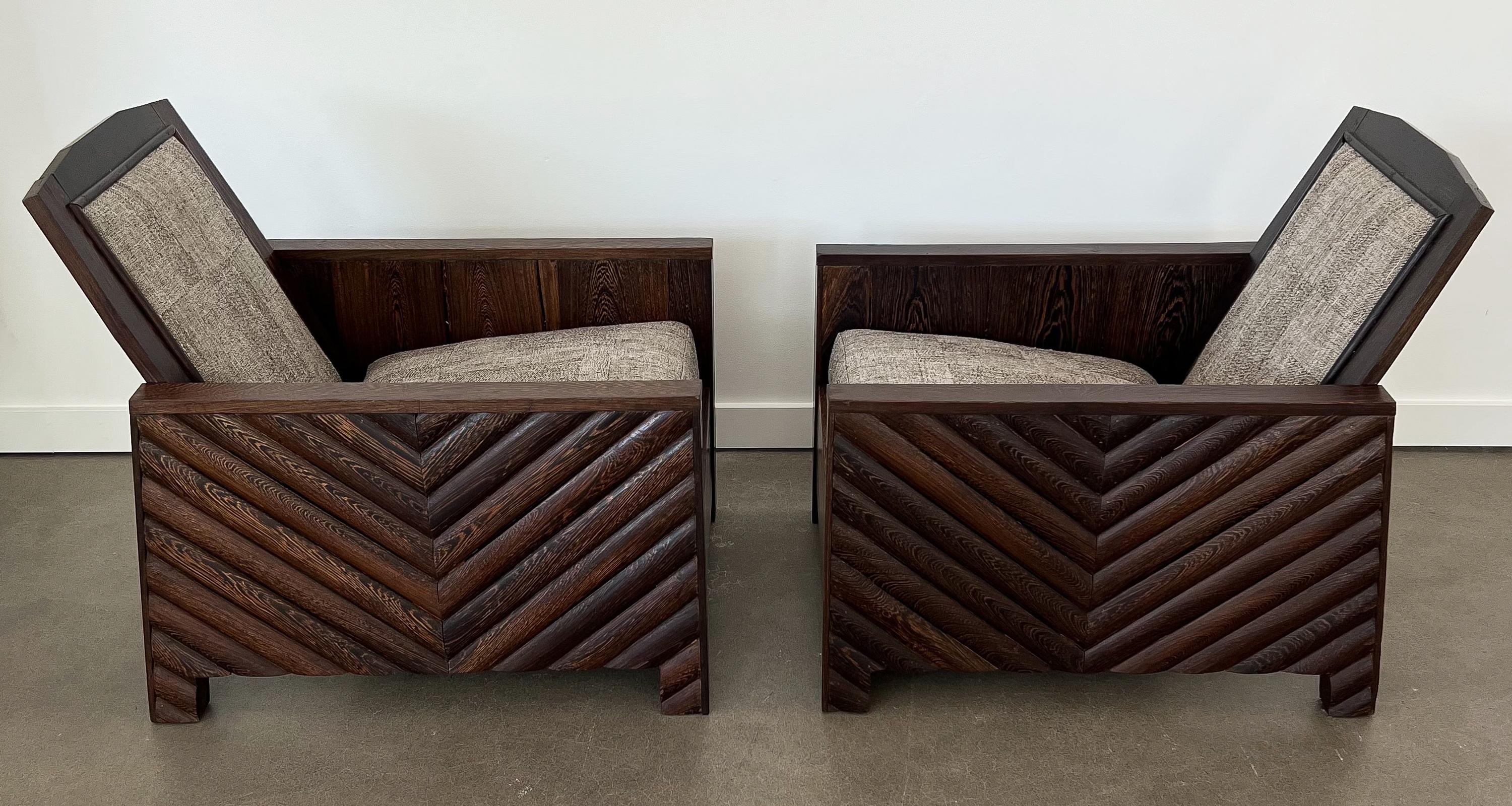 Art Deco Pair Scandinavian 1920s Solid Wenge Modernist Club Chairs For Sale