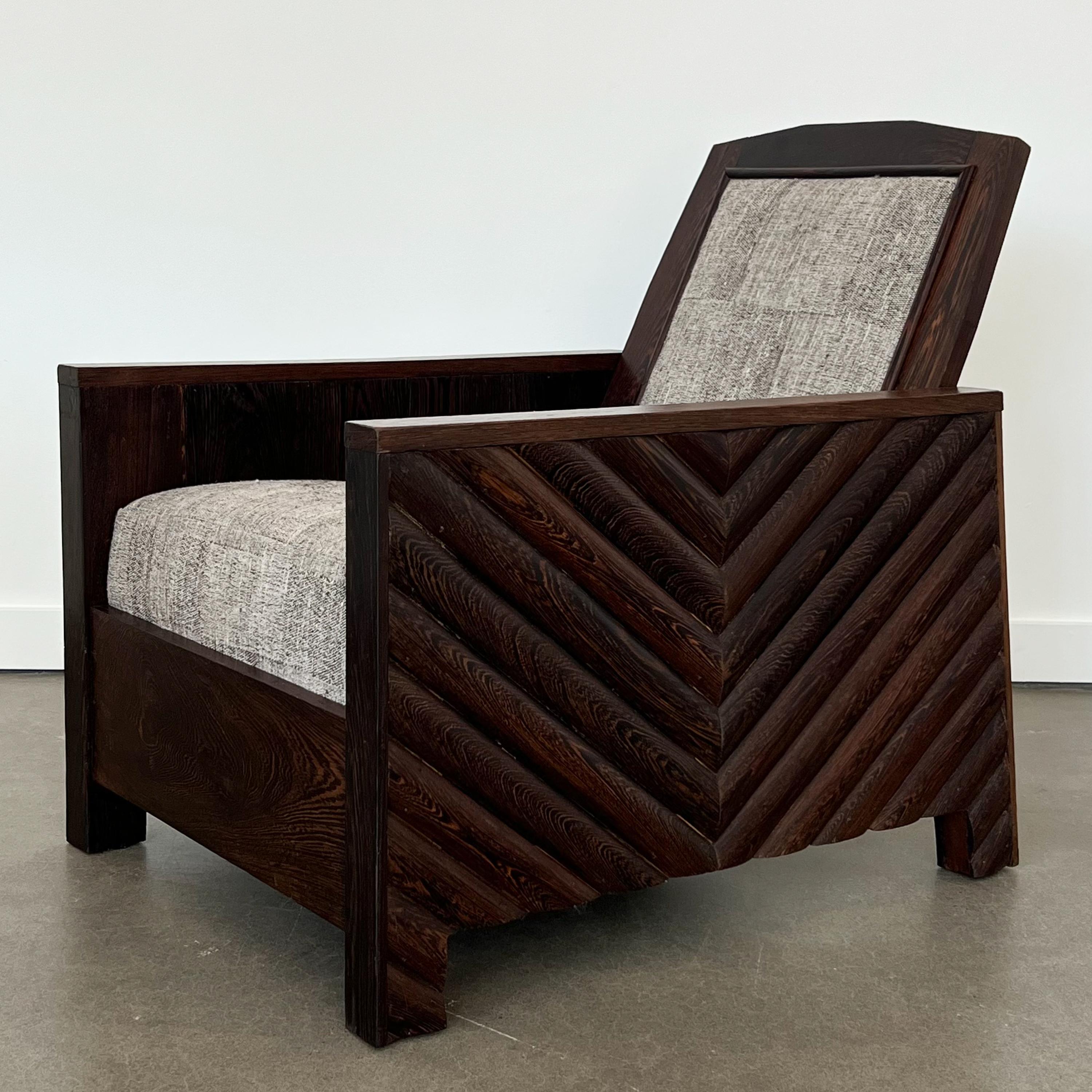 Fabric Pair Scandinavian 1920s Solid Wenge Modernist Club Chairs For Sale