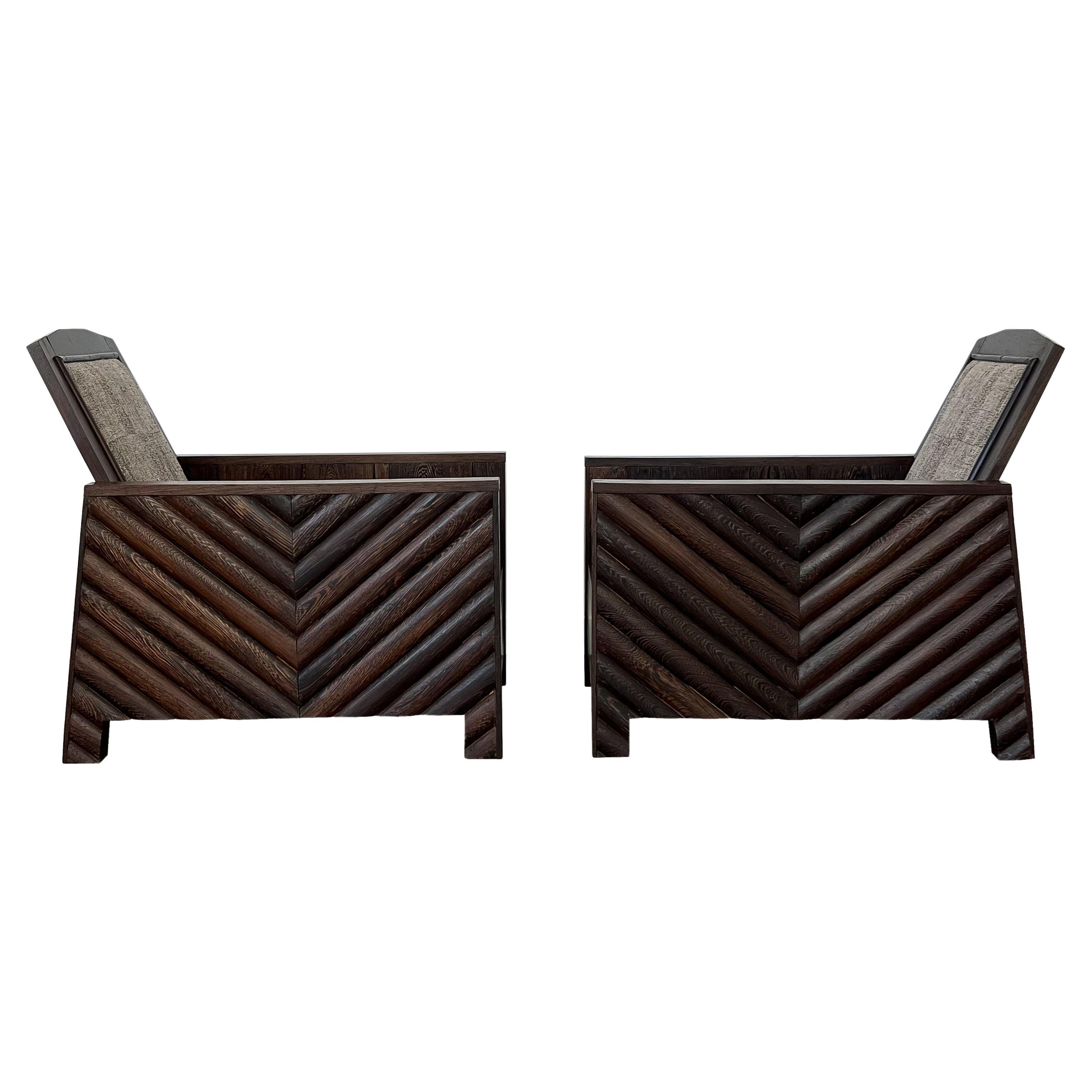 Pair Scandinavian 1920s Solid Wenge Modernist Club Chairs For Sale