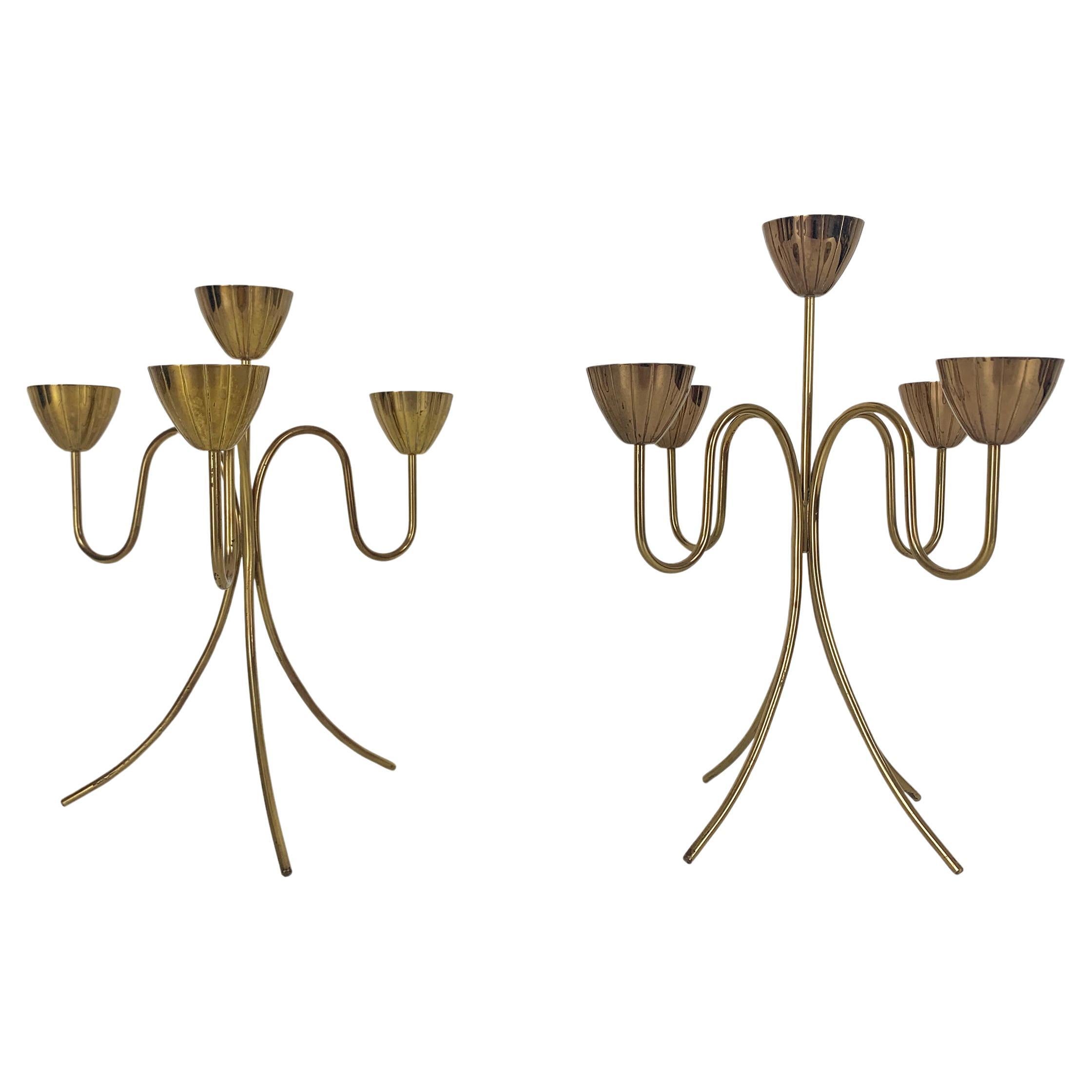 Paire de candélabres scandinaves en laiton par Gunnar Ander Metal Ystad Suède années 1950