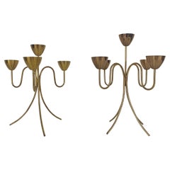 Paire de candélabres scandinaves en laiton par Gunnar Ander Metal Ystad Suède années 1950