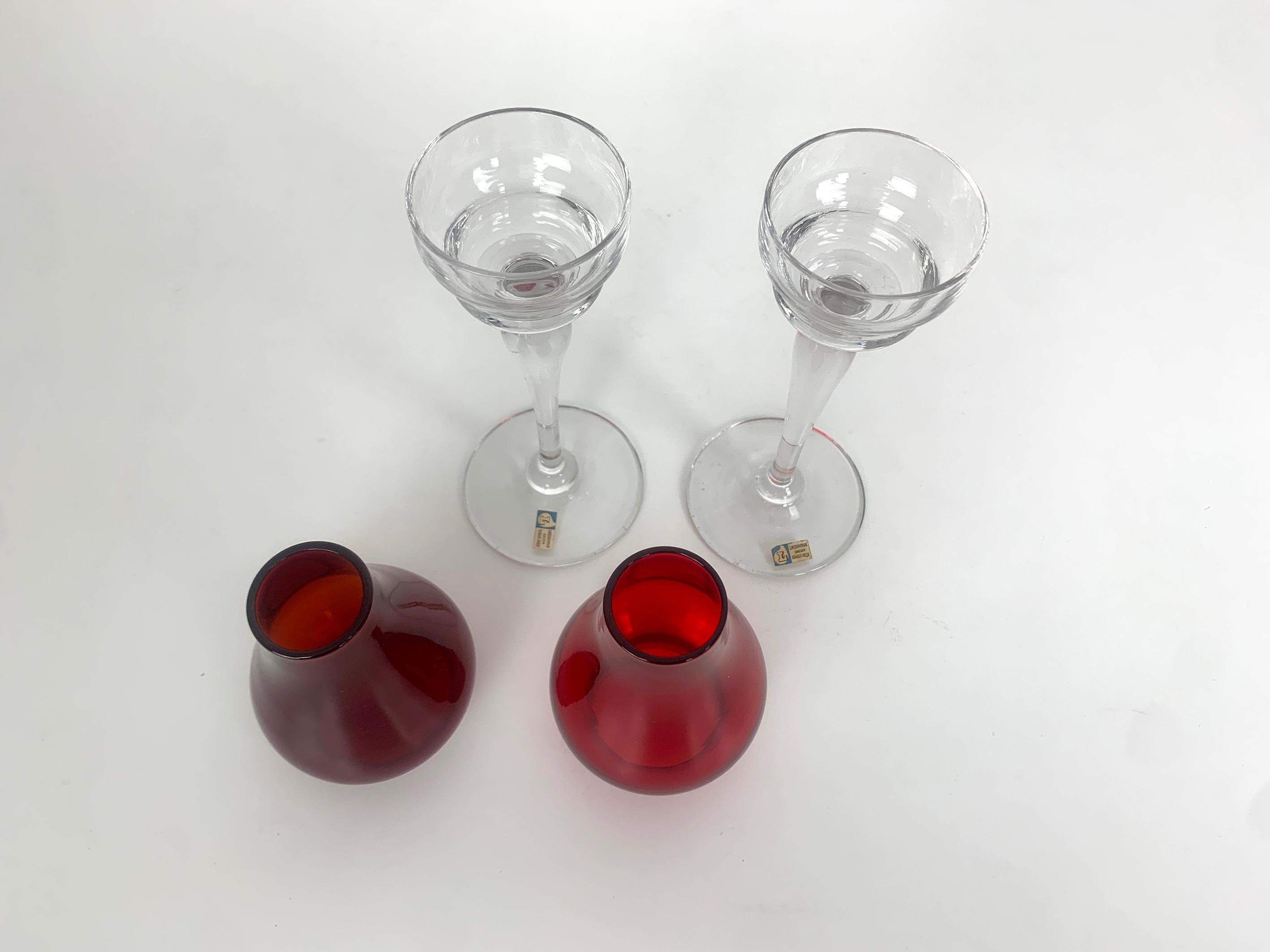 Coppia di candelabri scandinavi in vetro, Gunnar Ander per Lindshammar Svezia, anni '50 in vendita 4