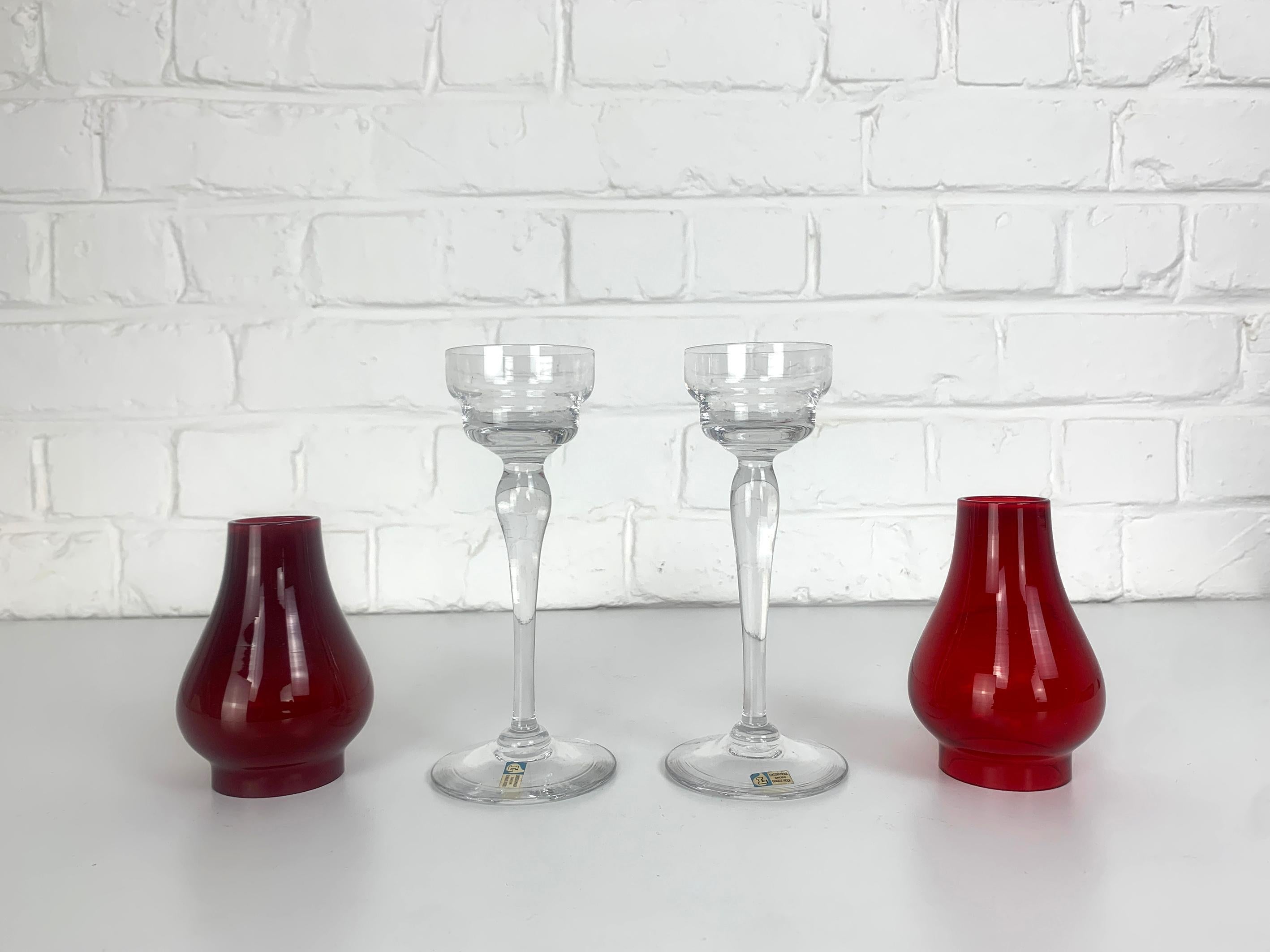 Paire de chandeliers scandinaves en verre, Gunnar Ander pour Lindshammar Suède années 1950 en vente 5