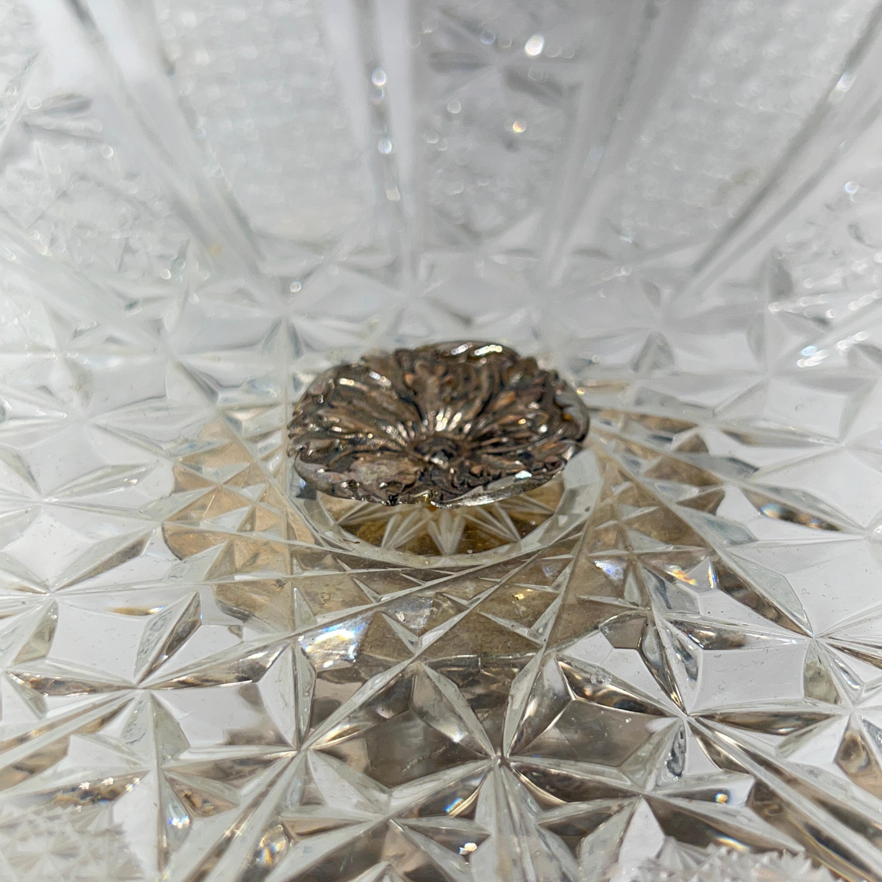 Paire de Tazza scandinaves en verre taillé et argent en vente 4