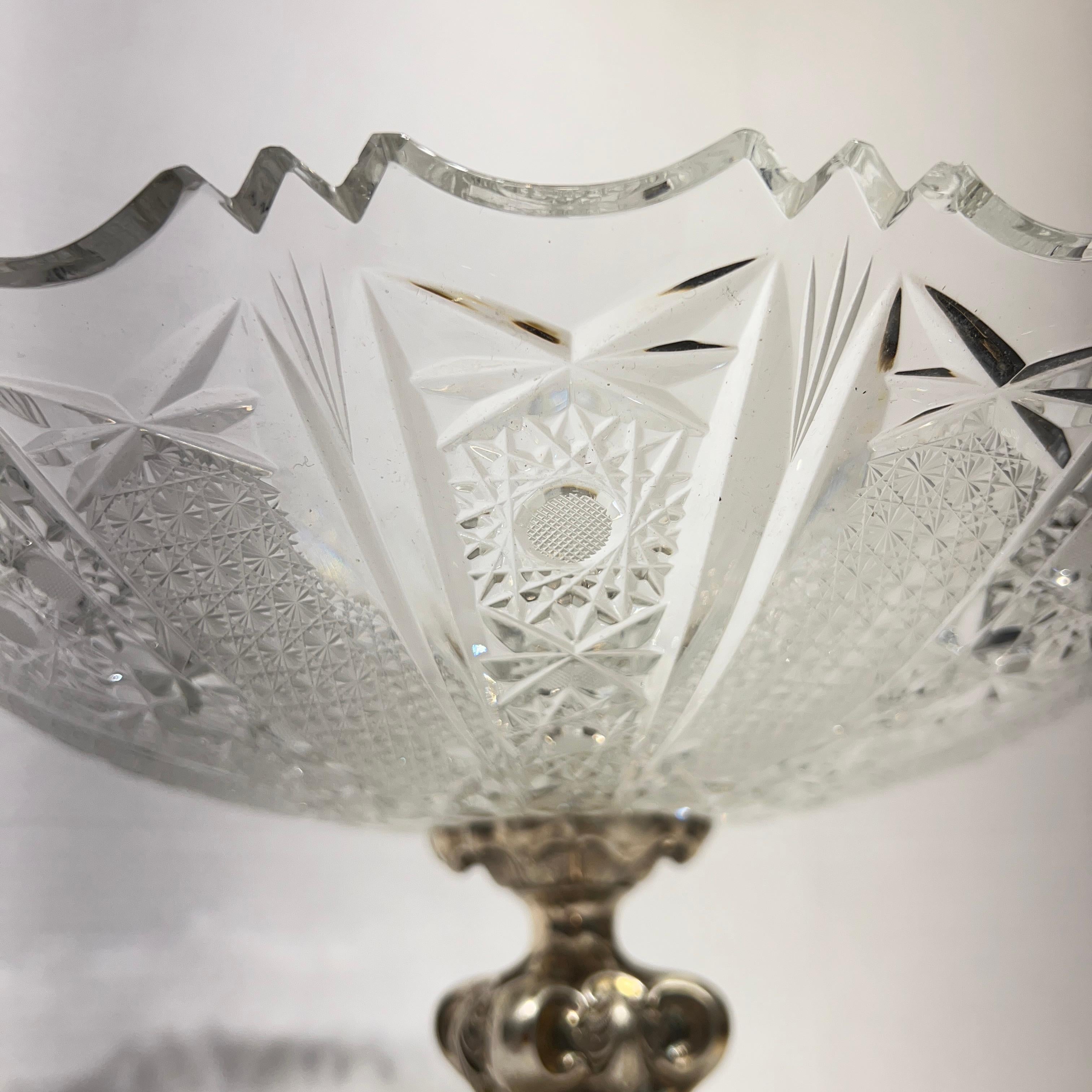 Paire de Tazza scandinaves en verre taillé et argent en vente 5