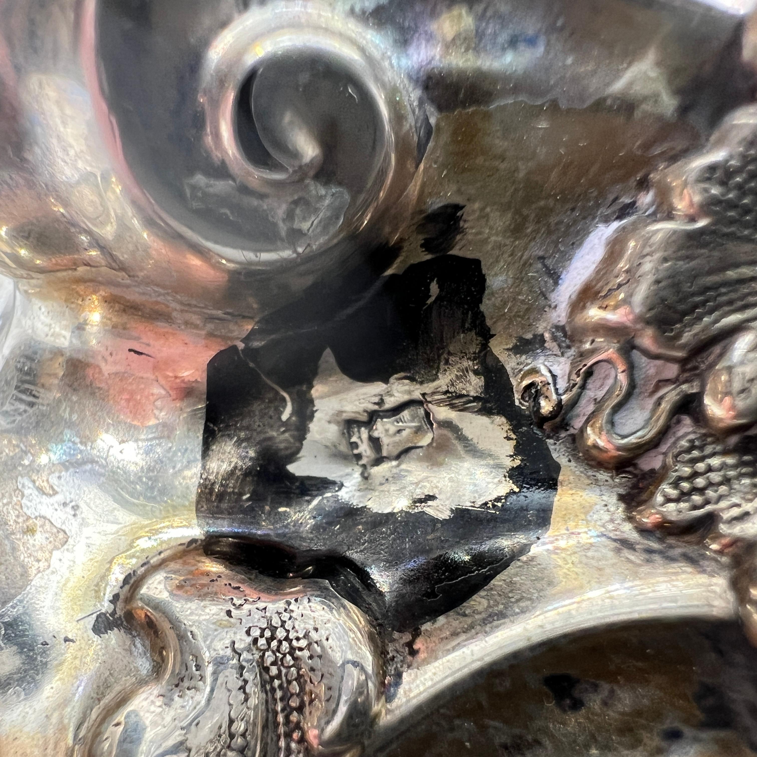 Européen Paire de Tazza scandinaves en verre taillé et argent en vente