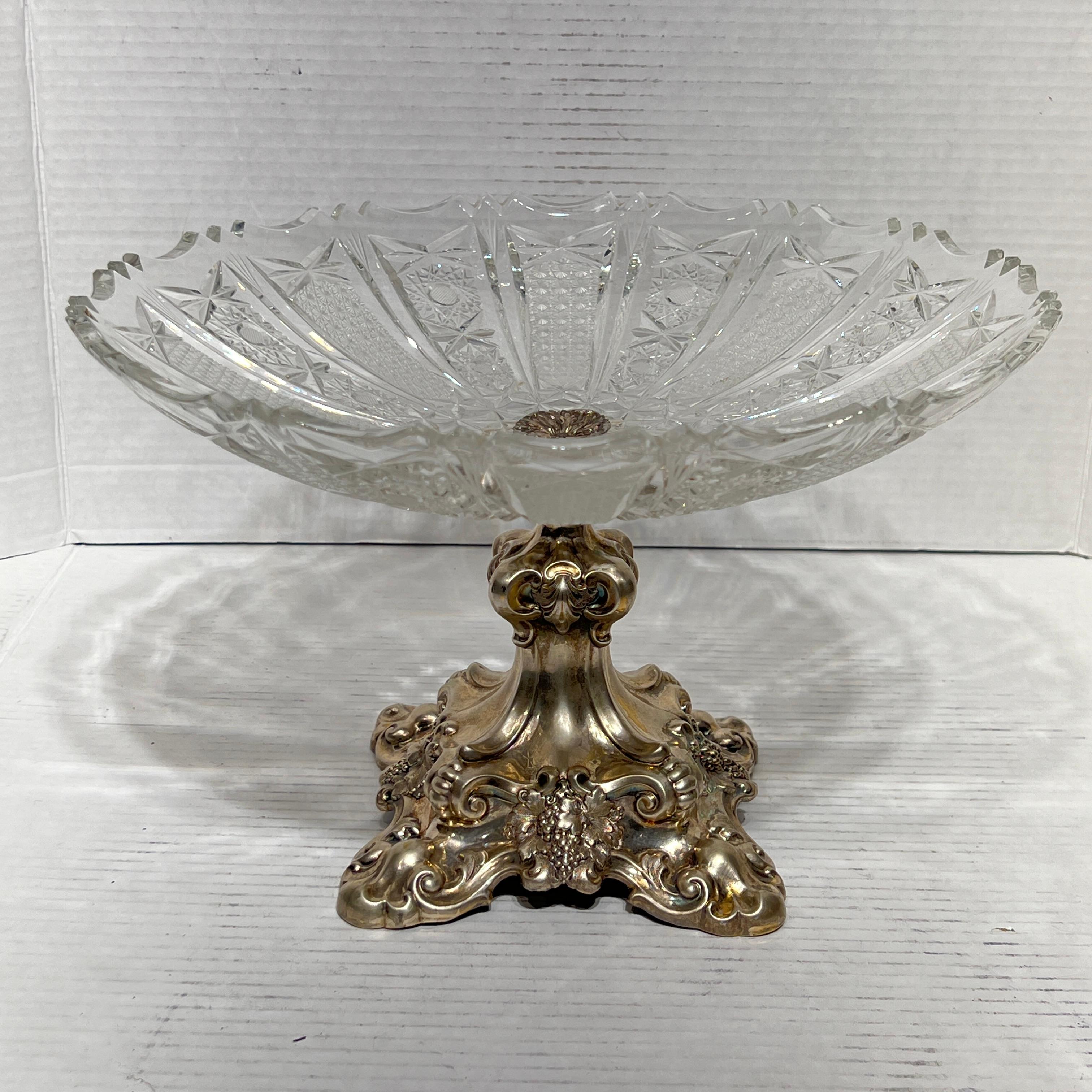 Argent Paire de Tazza scandinaves en verre taillé et argent en vente
