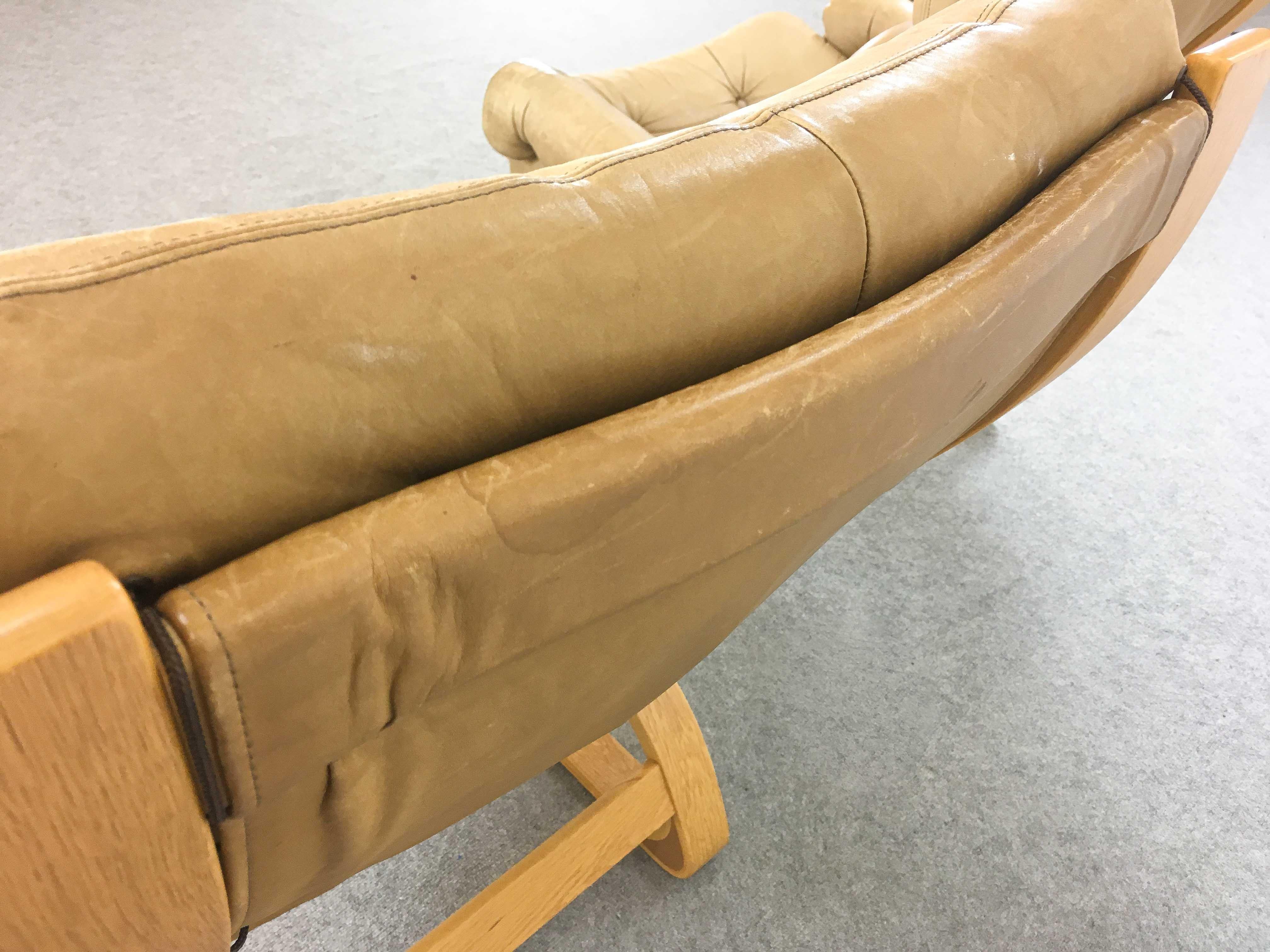 Paire de fauteuils scandinaves Kengu en cuir Brown par Solheim pour Rykken en vente 11