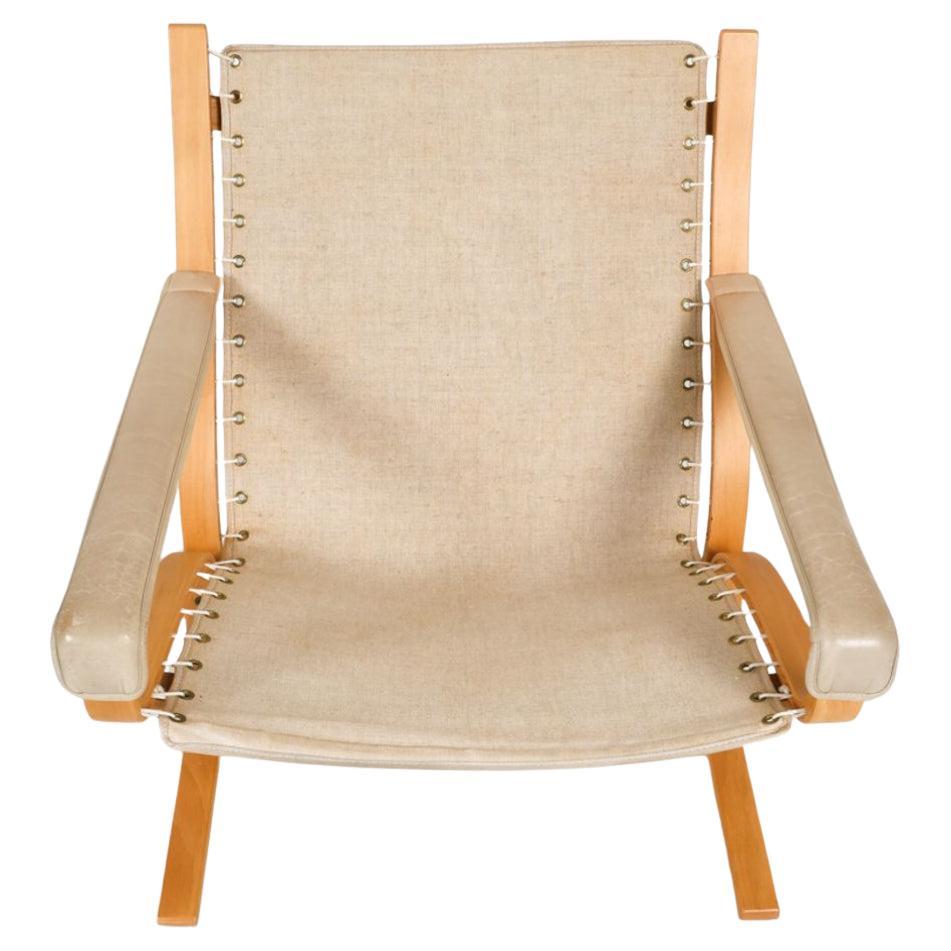 Norvegese Coppia The Modern Scandinavian, pelle beige, Siesta, sedie a sdraio basse Westnofa in vendita