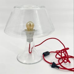 Pareja de lámparas de sobremesa escandinavas modernas de cristal transparente de Holmegaard, Model No.