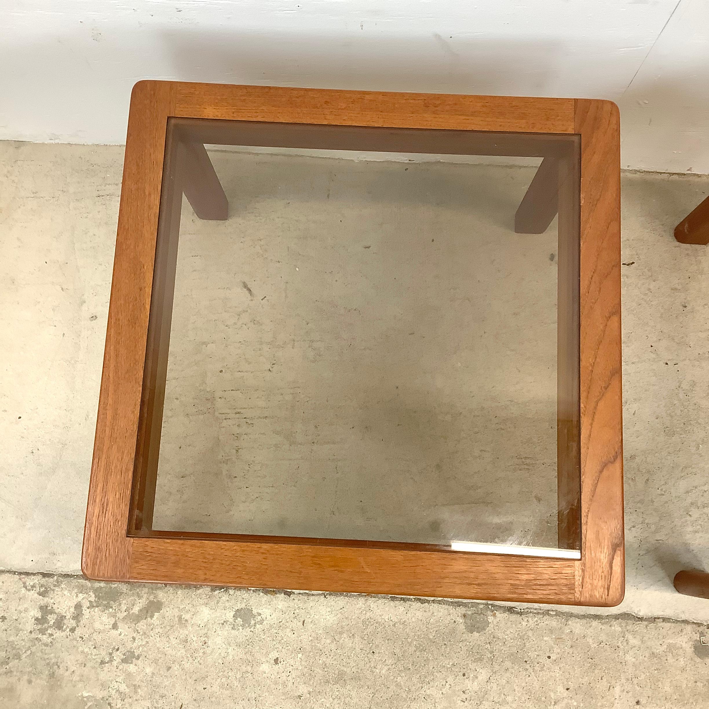 Other Pair Scandinavian Modern End Tables With Teak Joinery For Sale
