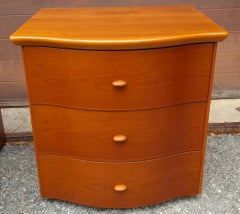 Pair Scandinavian Modern Style Italian Cherry Bedside Chests of Drawers