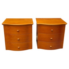 Pair Scandinavian Modern Style Italian Cherry Bedside Chests of Drawers