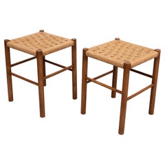 Pair Scandinavian Papercord stools 1970s