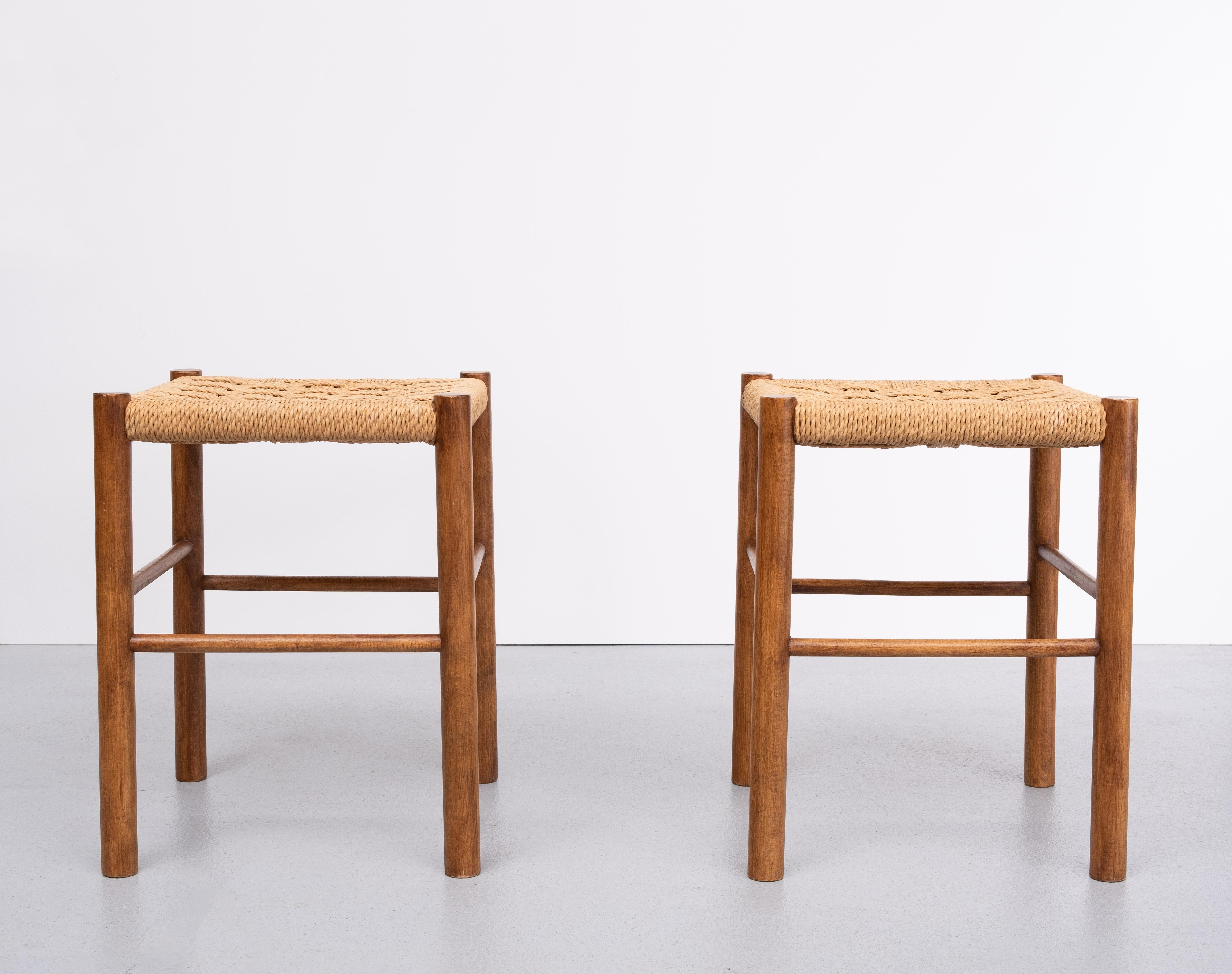 Late 20th Century Pair Scandinavian Papercord stools 1970s 