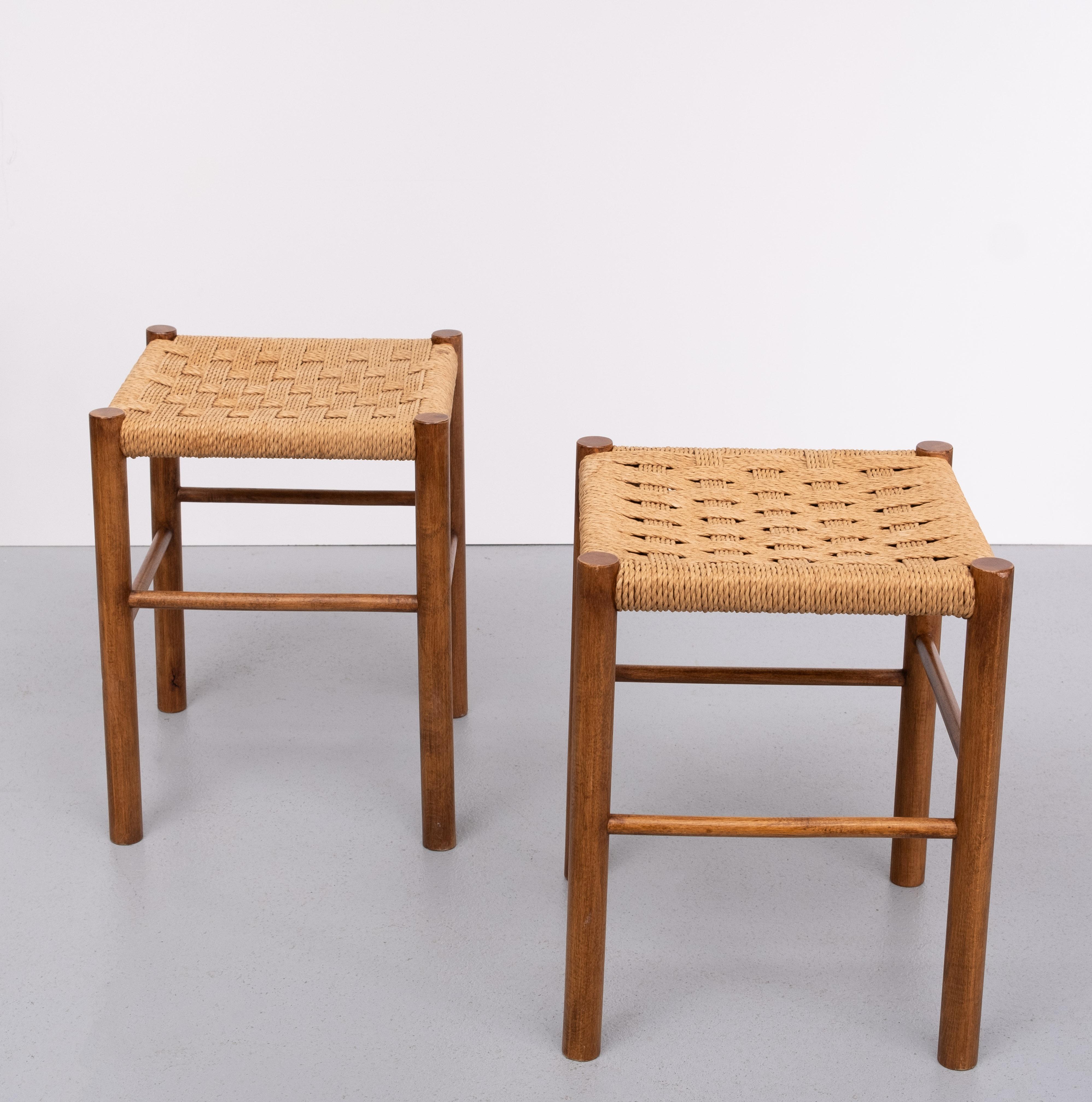 Pair Scandinavian Papercord stools 1970s  2