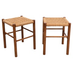 Pair Scandinavian Papercord stools 1970s 