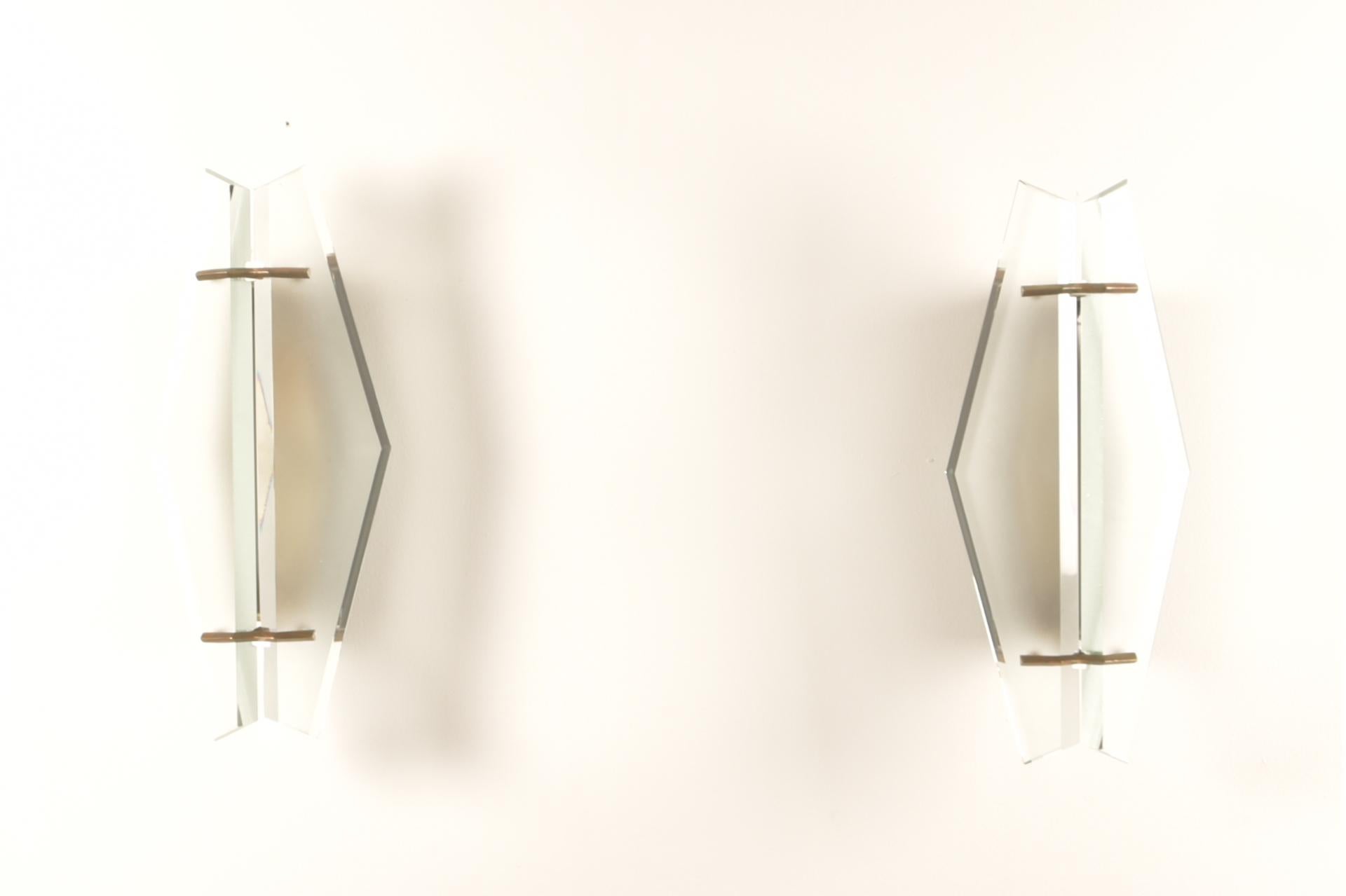 Pair of Sconces by Max Ingrand for Fontana Arte Model, 1943 In Good Condition In Rovereta, SM