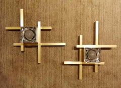 Gaetano Sciolari Italian Pair of Sconces Cubic Model 1970