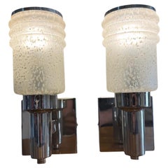 Pair Sconces Midcentury Wall lamp with frosted glass