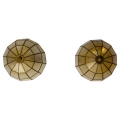 Pair Sconces Wall Lights French, Mother-of-Pearl & Brass, 1970