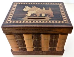 Pair Scottie Dogs Atop Book Theme Japanese Puzzle Bank Occupied Japan Circa 1948