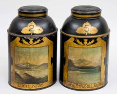 Pair of Scottish Tole Tea Canisters, circa 1850