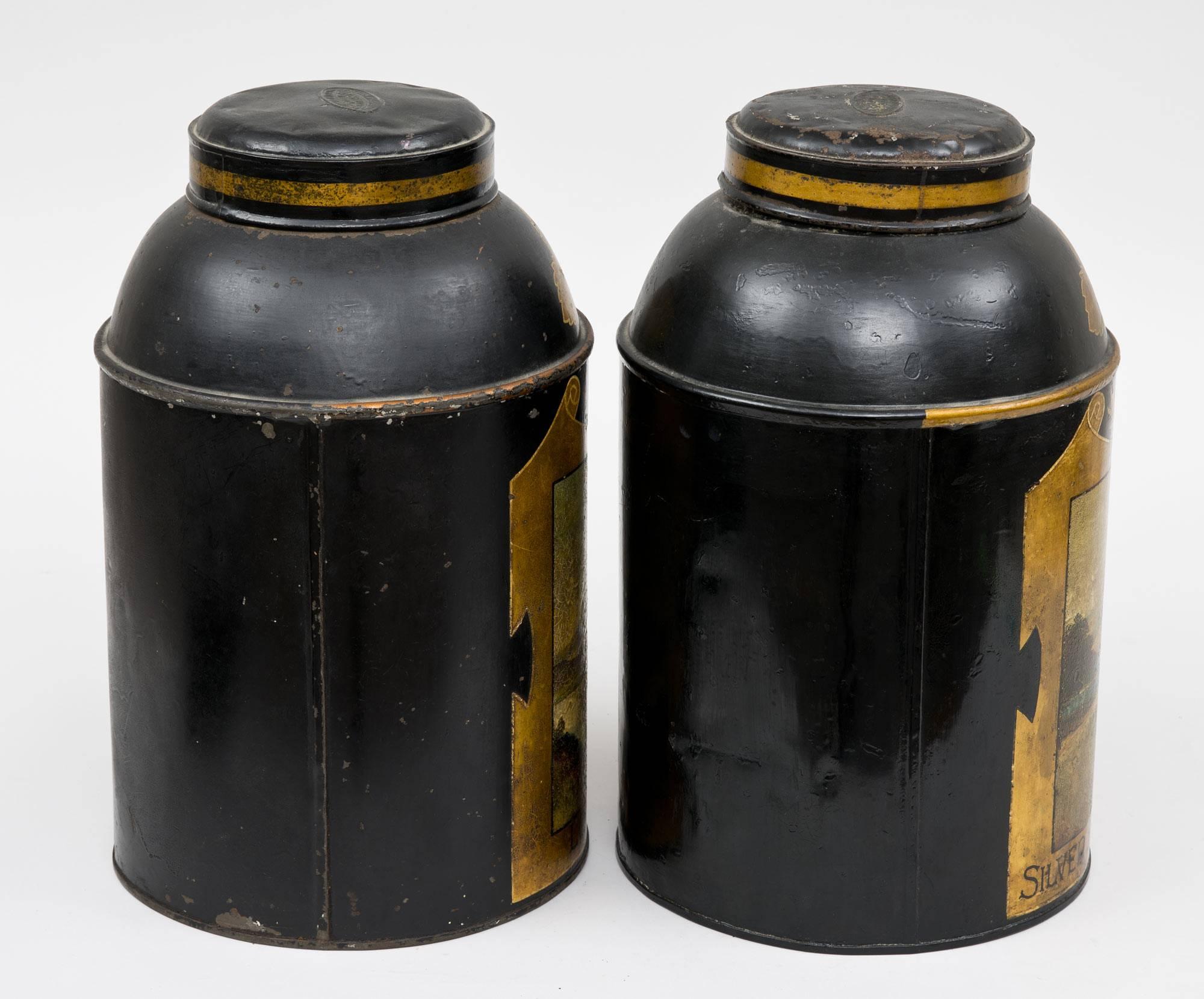 British Pair of Scottish Tole Tea Canisters, circa 1850 For Sale