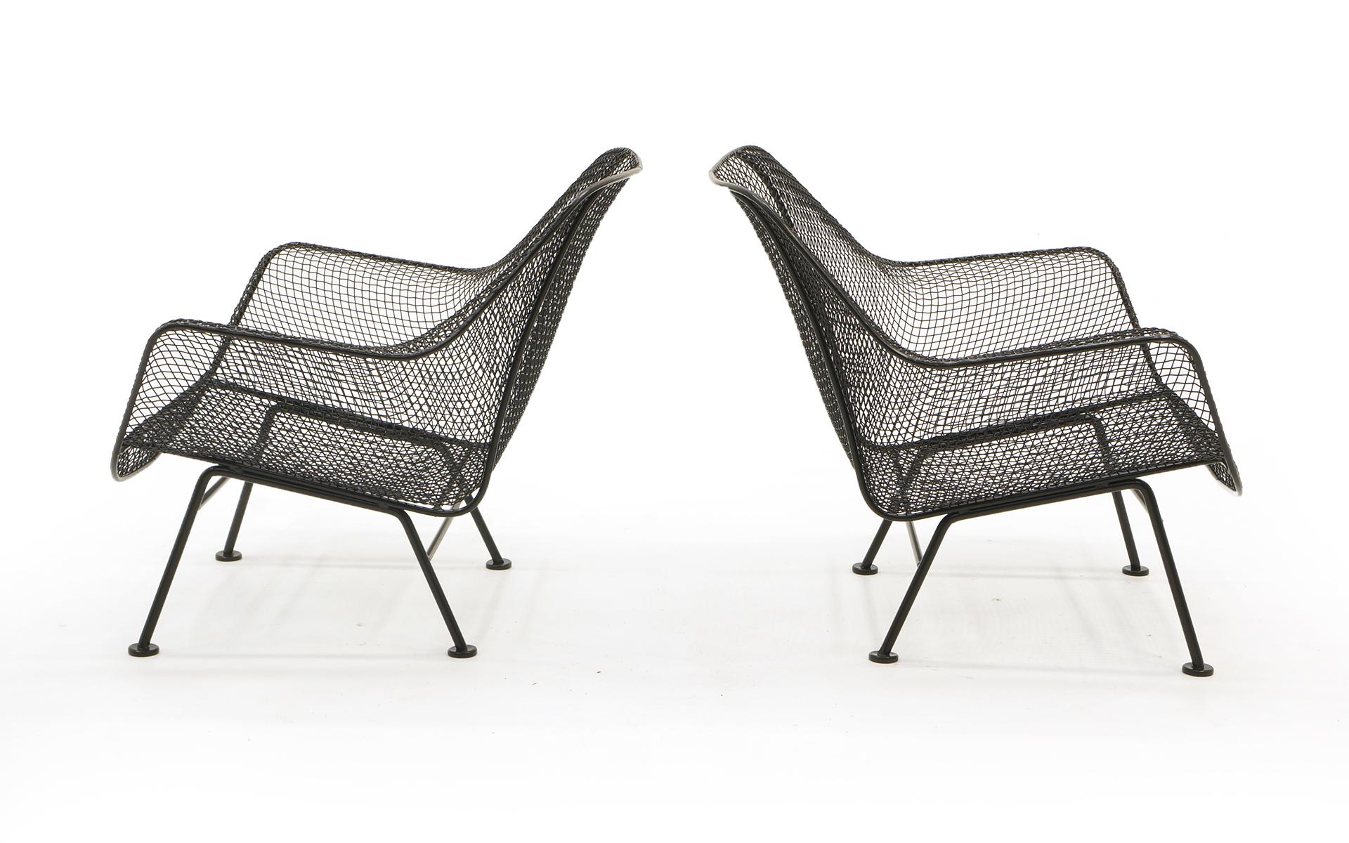 Mid-Century Modern Pair of Sculptura Outdoor Lounge Chairs and Ottoman by Russell Woodard, Restored