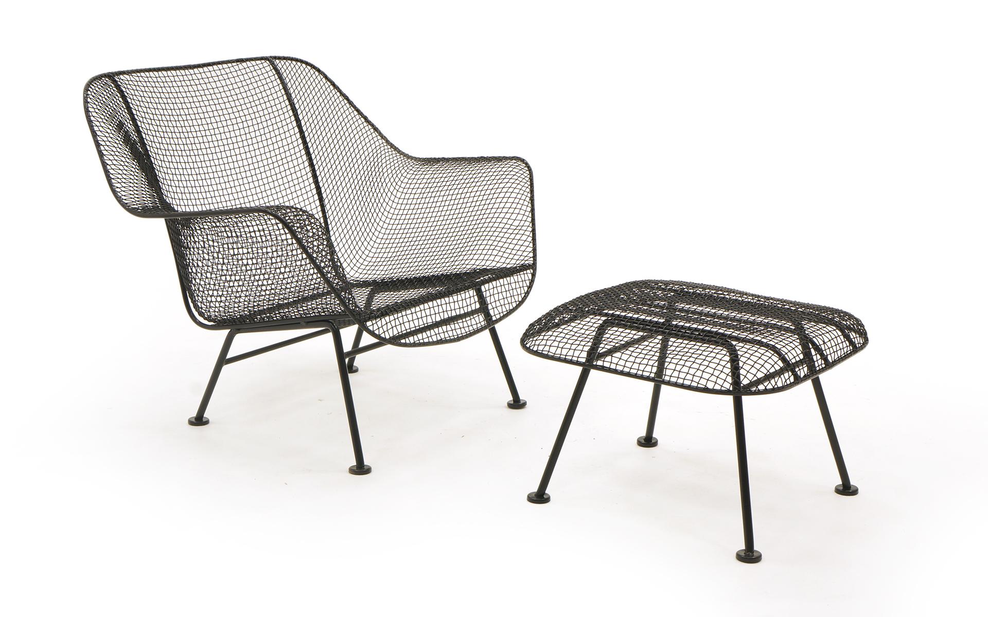 Mid-20th Century Pair of Sculptura Outdoor Lounge Chairs and Ottoman by Russell Woodard, Restored