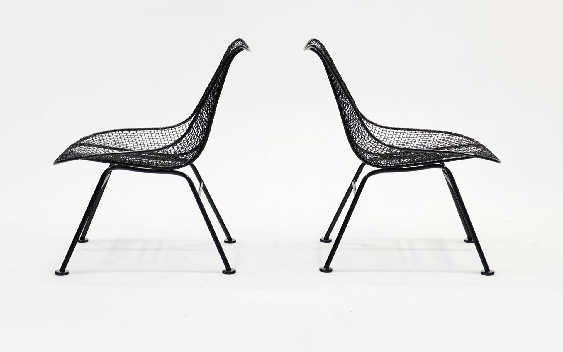 American Pair Sculptura Side / Dining Chairs by Woodard. Expertly Restored in Satin Black