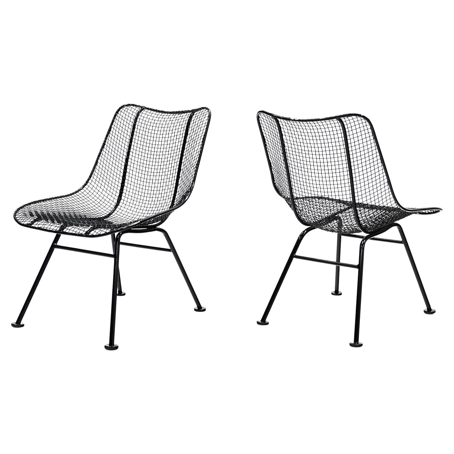 Pair Sculptura Side / Dining Chairs by Woodard. Expertly Restored in Satin Black