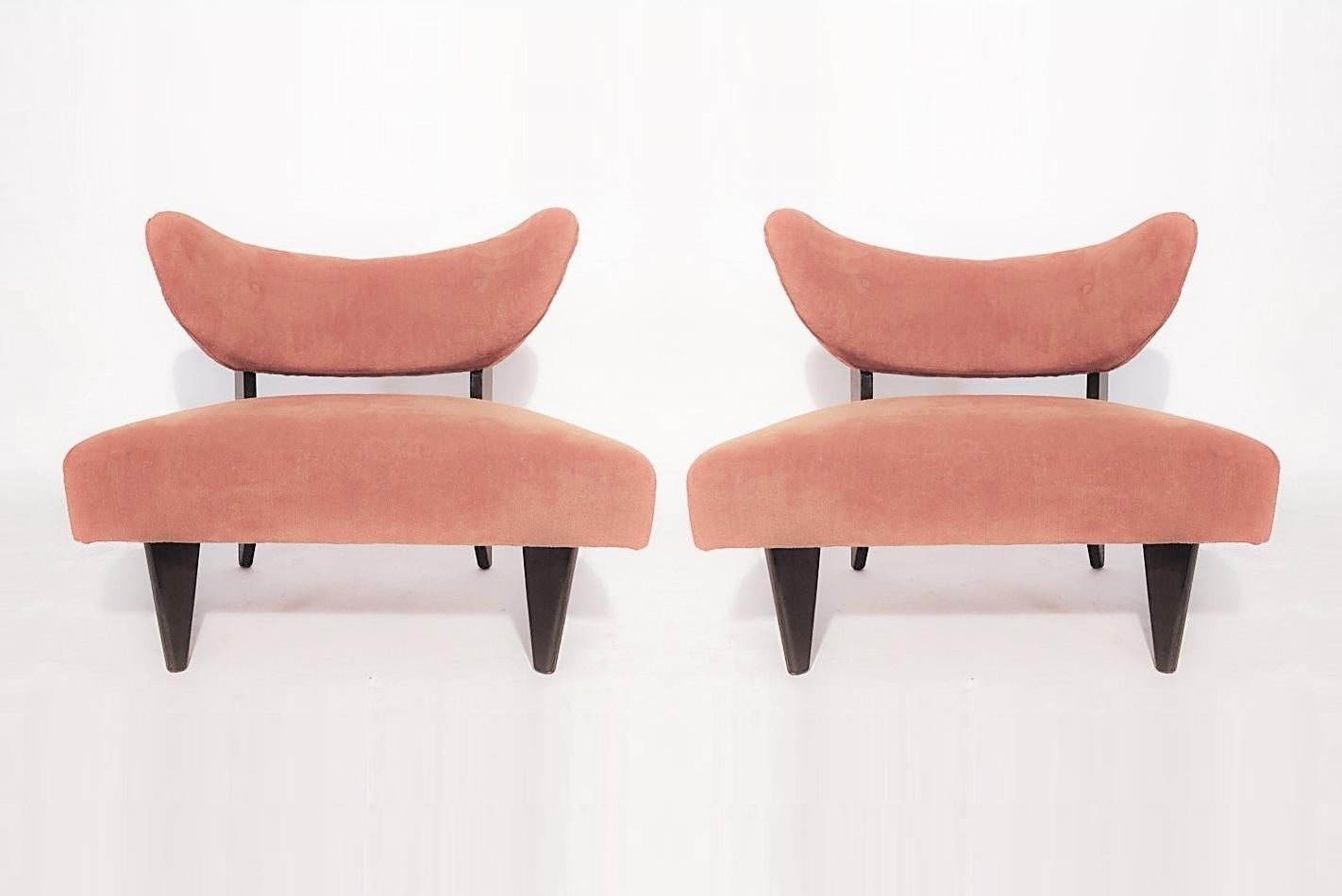 Mid-Century Modern Pair of Sculptural Art Deco Lounge Chairs