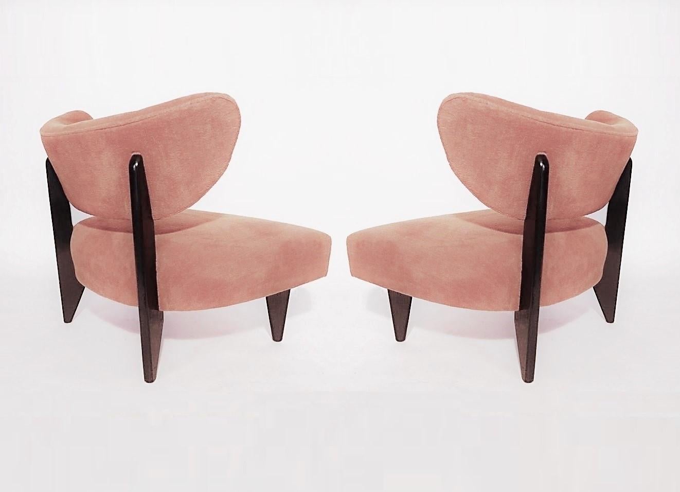 Pair of Sculptural Art Deco Lounge Chairs In Good Condition In Dallas, TX