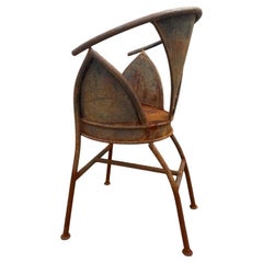 Coppia di sedie scultoree da bistrot francesi in acciaio saldato, stile brutalista