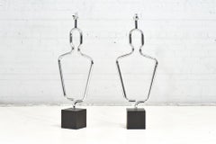 Pair Sculptural Human Figure Chrome Table Lamps, 1970