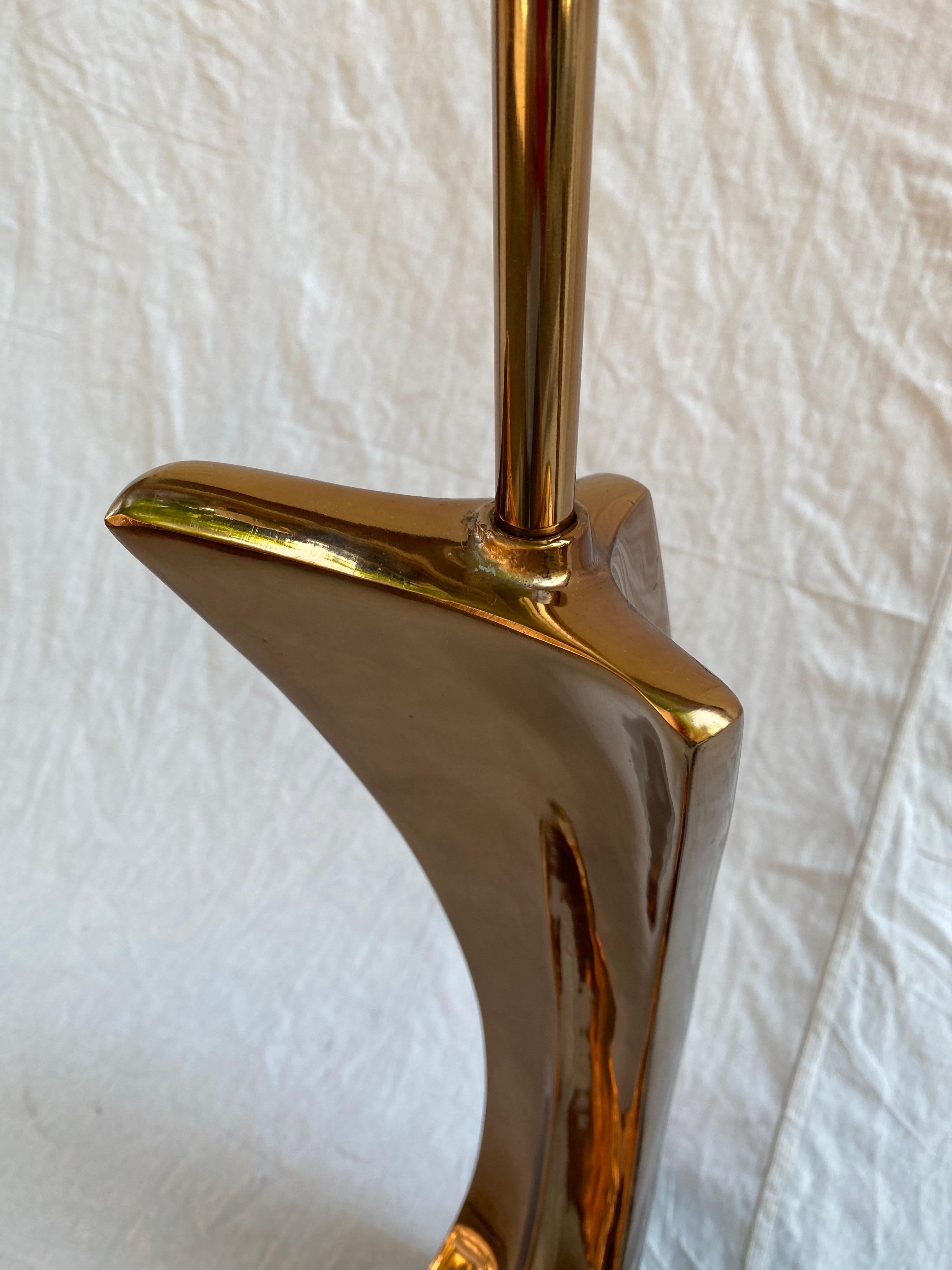 Metal Laurel Pair of Sculptural Table Lamps
